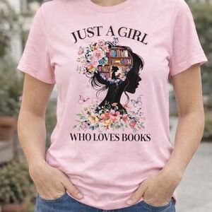 Pink Graphic Tee - Just a Girl Who Loves Books